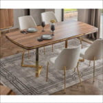 Trp.sto LISABON MDF Furnir Orah/Gold noge  200x100x75cm