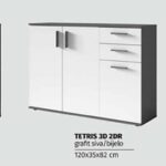 Komoda TETRIS 3D 2DR grafit siva/bijelo