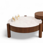 Klub sto 670 marble/walnut fi100x40cm