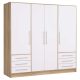 Schlafzimmer-Kleiderschrank-Forte-aus-Holz-in-Holzfarben-Kleiderschrank-Jupiter-Sonoma-Eiche-und-Weiss-vier-Tueren-sechs-Schubladen-guenstiger-Cuxhaven-Bremerhaven
